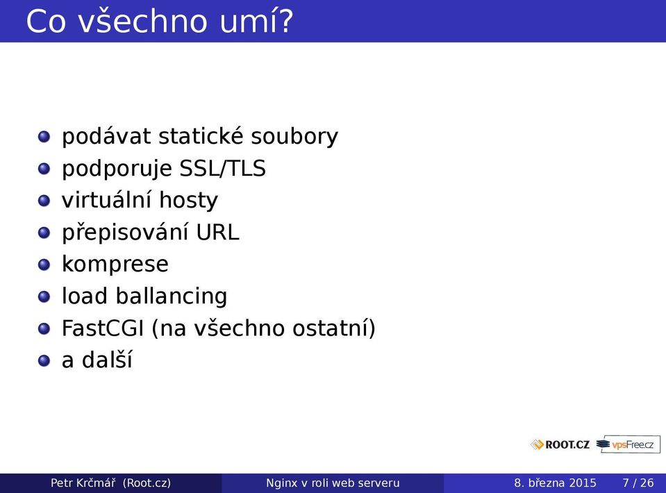 hosty přepisování URL komprese load ballancing FastCGI