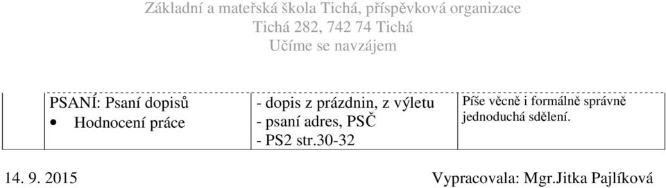 PS2 str.30-32 jednoduchá sdělení. 14. 9.