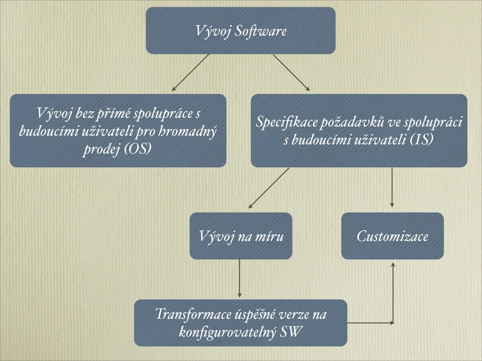 ve spolupráci s budoucími uživateli (IS) Vývoj na míru