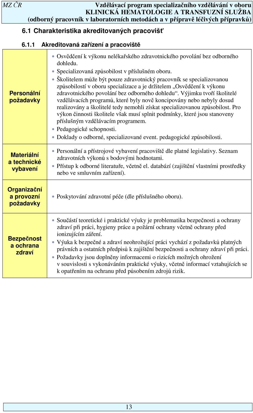 Školitelem může být pouze zdravotnický pracovník se specializovanou způsobilostí v oboru specializace a je držitelem Osvědčení k výkonu zdravotnického povolání bez odborného dohledu.