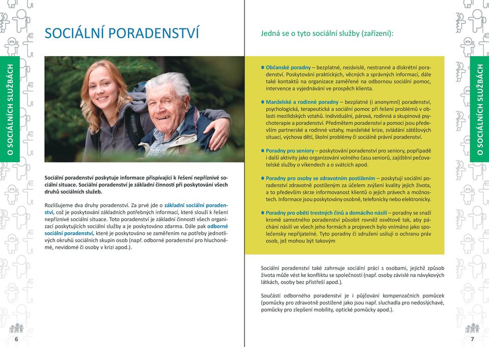 Manželské a rodinné poradny bezplatné (i anonymní) poradenství, psychologická, terapeutická a sociální pomoc při řešení problémů v oblasti mezilidských vztahů.