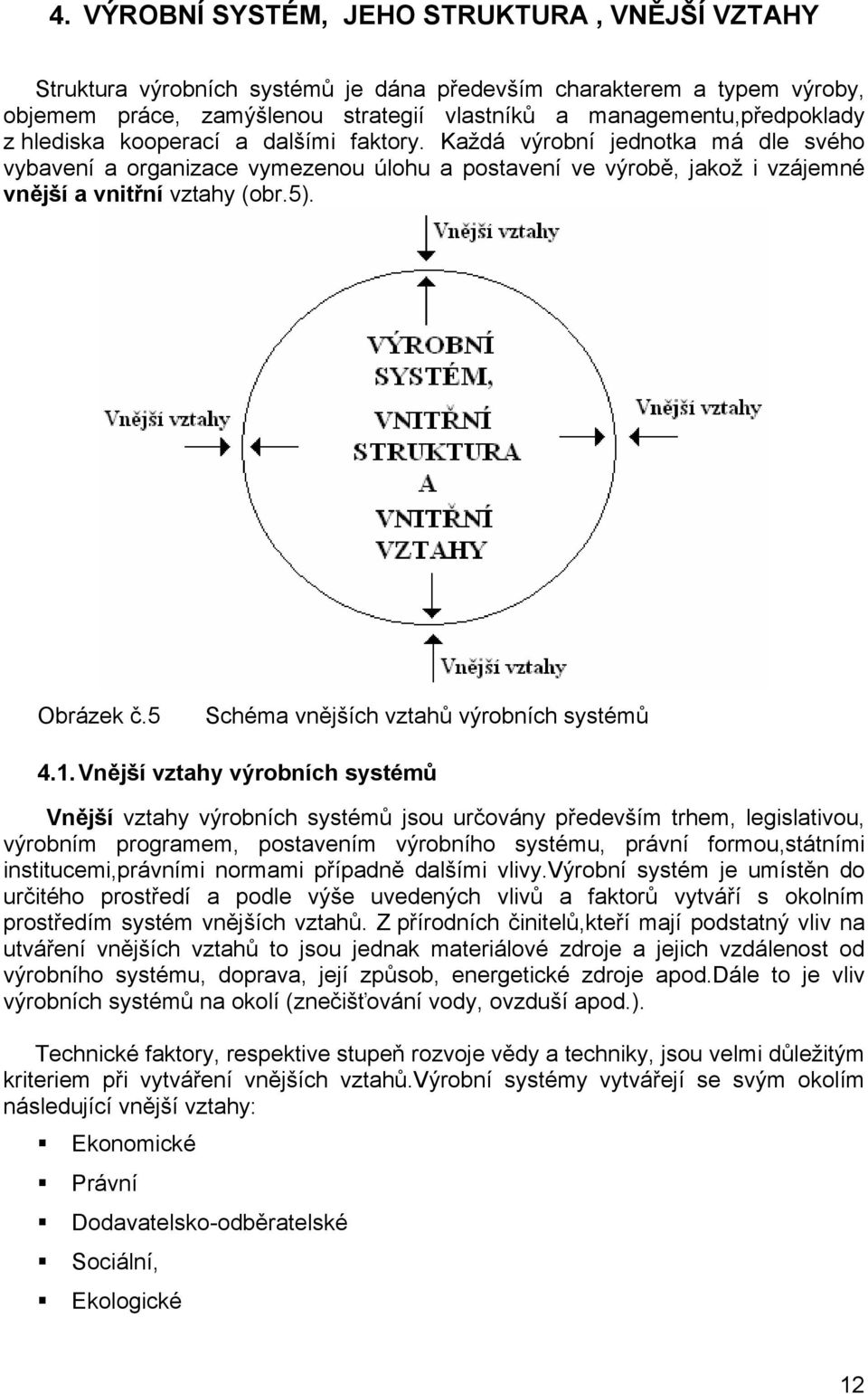 5 Schéma vnějších vztahů výrobních systémů 4.1.
