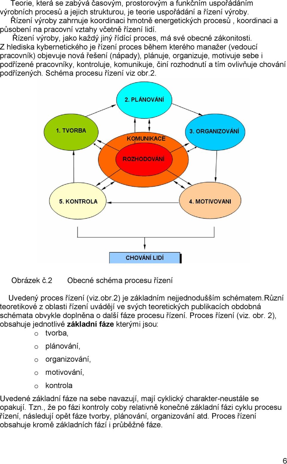 Z hlediska kybernetického je řízení proces během kterého manažer (vedoucí pracovník) objevuje nová řešení (nápady), plánuje, organizuje, motivuje sebe i podřízené pracovníky, kontroluje, komunikuje,