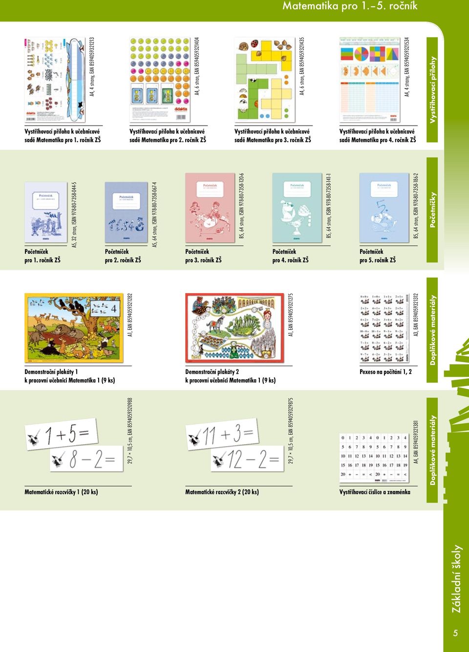 ročník ZŠ A1, EAN 8594059321282 A5, 64 stran, ISBN 978-80-7358-067-4 Početníček pro 3. ročník ZŠ A4, 6 stran, EAN 8594059321435 Vystřihovací příloha k učebnicové sadě Matematika pro 3.