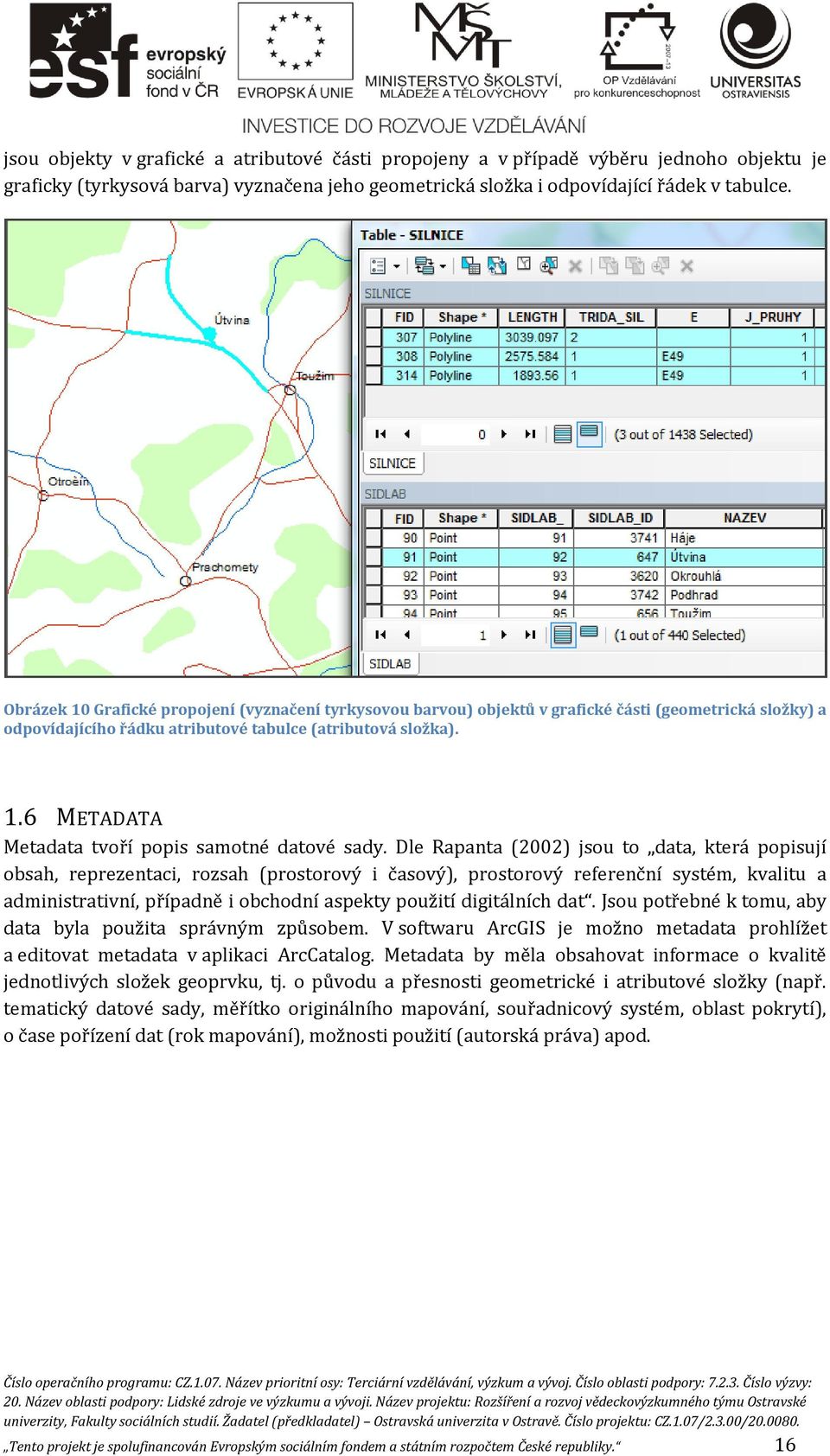 Dle Rapanta (2002) jsou to data, která popisují obsah, reprezentaci, rozsah (prostorový i časový), prostorový referenční systém, kvalitu a administrativní, případně i obchodní aspekty použití