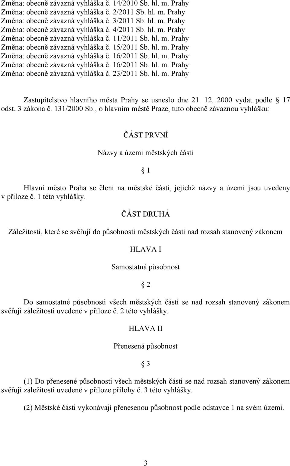 hl. m. Prahy Zastupitelstvo hlavního města Prahy se usneslo dne 21. 12. 2000 vydat podle 17 odst. 3 zákona č. 131/2000 Sb.