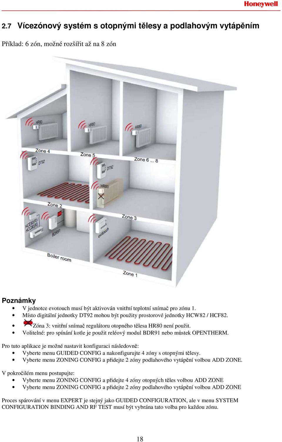 Volitelné: pro spínání kotle je použit reléový modul BDR91 nebo můstek OPENTHERM.