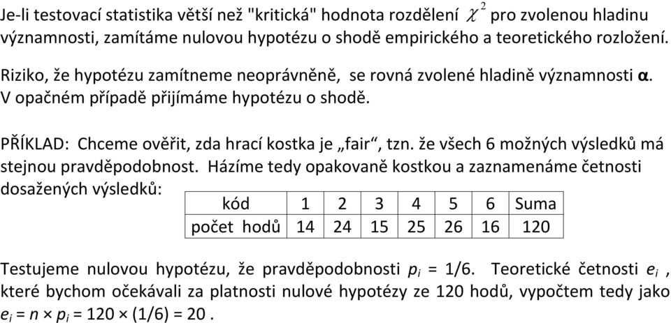 že všech 6 možných výsledků má stejnou pravděpodobnost.