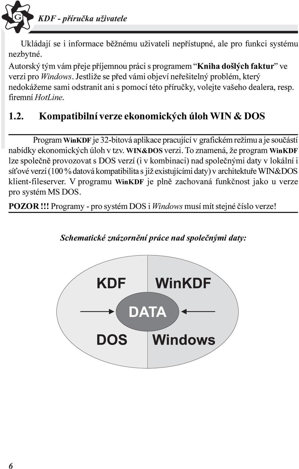 Kompatibilní verze ekonomických úloh WIN & DOS Program WinKDF je 32-bitová aplikace pracující v grafickém režimu a je souèástí nabídky ekonomických úloh v tzv. WIN&DOS verzi.