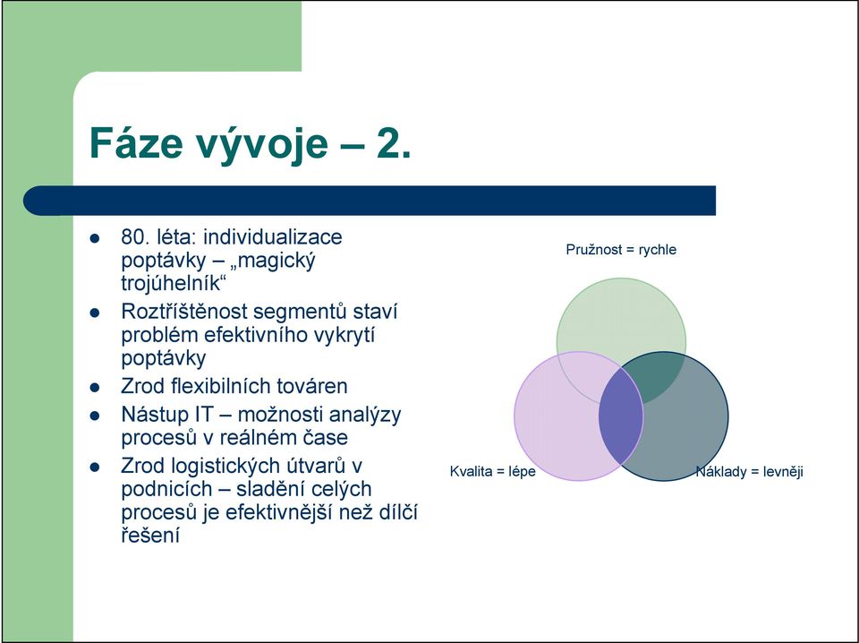 efektivního vykrytí poptávky Zrod flexibilních továren Nástup IT možnosti analýzy