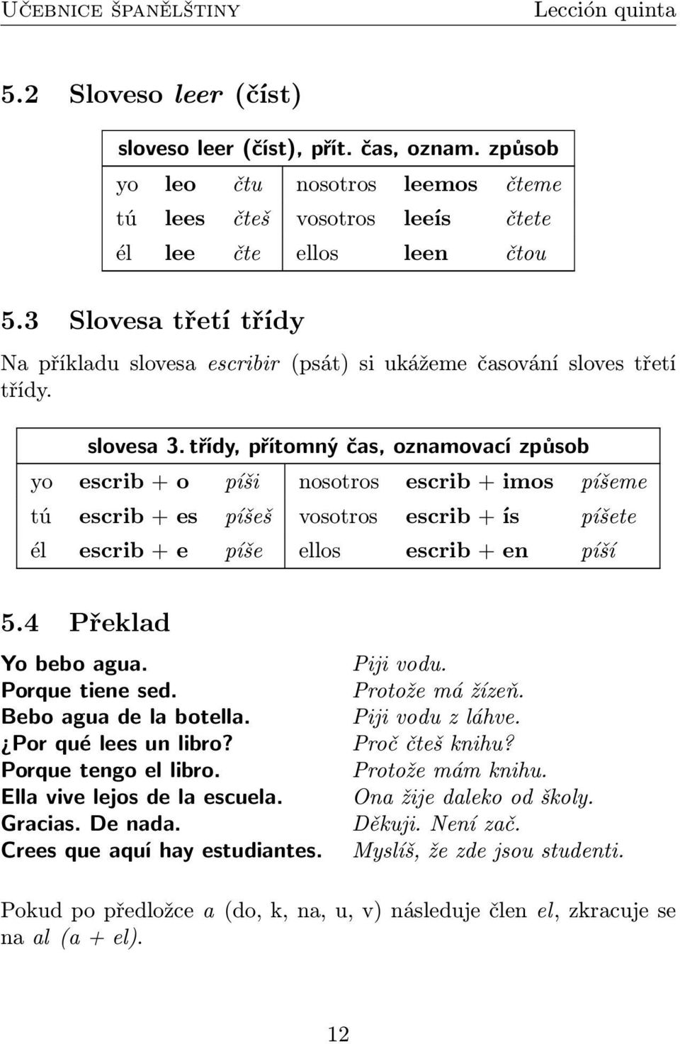 třídy, přítomný čas, oznamovací způsob yo escrib + o píši nosotros escrib + imos píšeme tú escrib + es píšeš vosotros escrib + ís píšete él escrib + e píše ellos escrib + en píší 5.