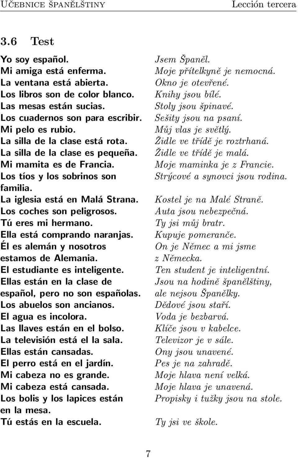 Tú eres mi hermano. Ella está comprando naranjas. Él es alemán y nosotros estamos de Alemania. El estudiante es inteligente. Ellas están en la clase de español, pero no son españolas.
