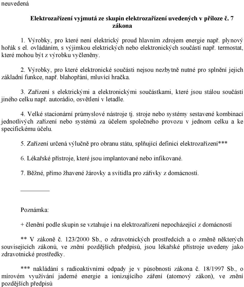 Výrobky, pro které elektronické součásti nejsou nezbytně nutné pro splnění jejich základní funkce, např. blahopřání, mluvící hračka. 3.