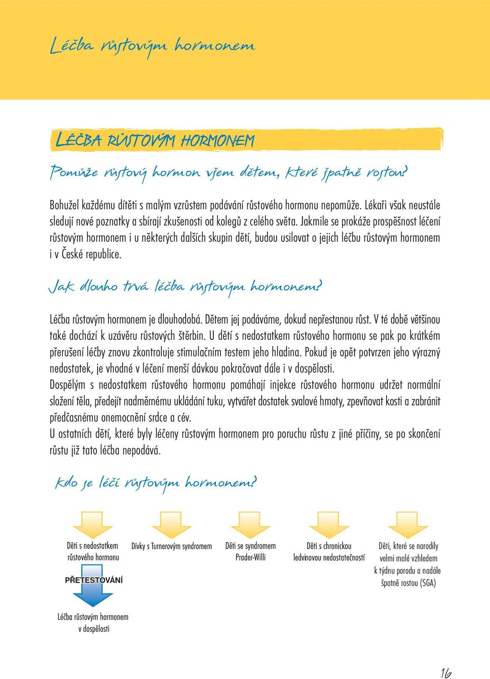 Jakmile se prokáže prospěšnost léčení růstovým hormonem i u některých dalších skupin dětí, budou usilovat o jejich léčbu růstovým hormonem i v České republice. Jak dlouho trvá léčba růstovým hormonem?