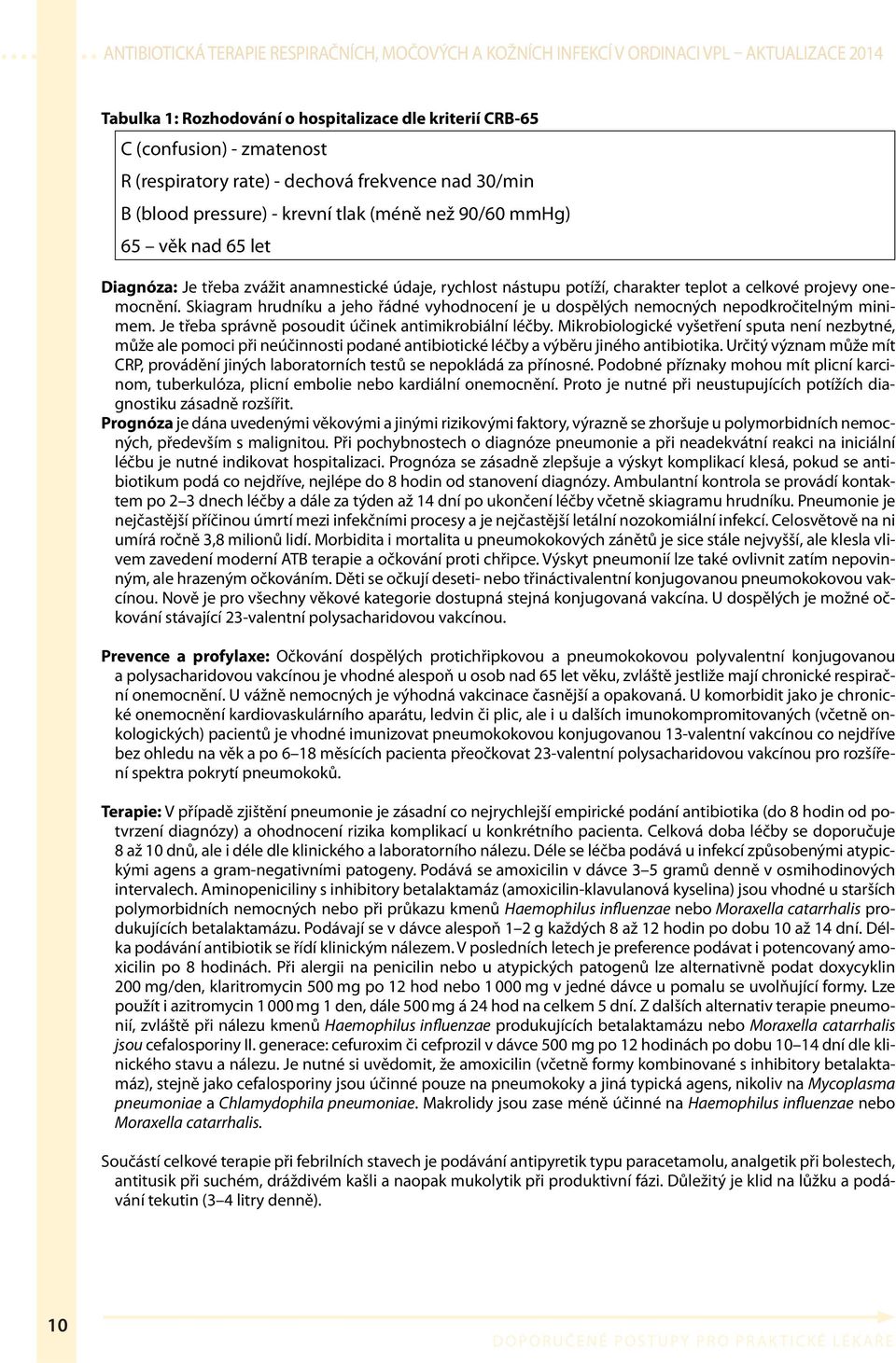 Skiagram hrudníku a jeho řádné vyhodnocení je u dospělých nemocných nepodkročitelným minimem. Je třeba správně posoudit účinek antimikrobiální léčby.