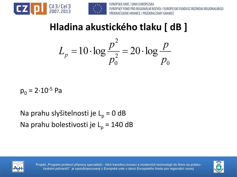 Pa Na prahu slyšitelnosti je L p = 0 db