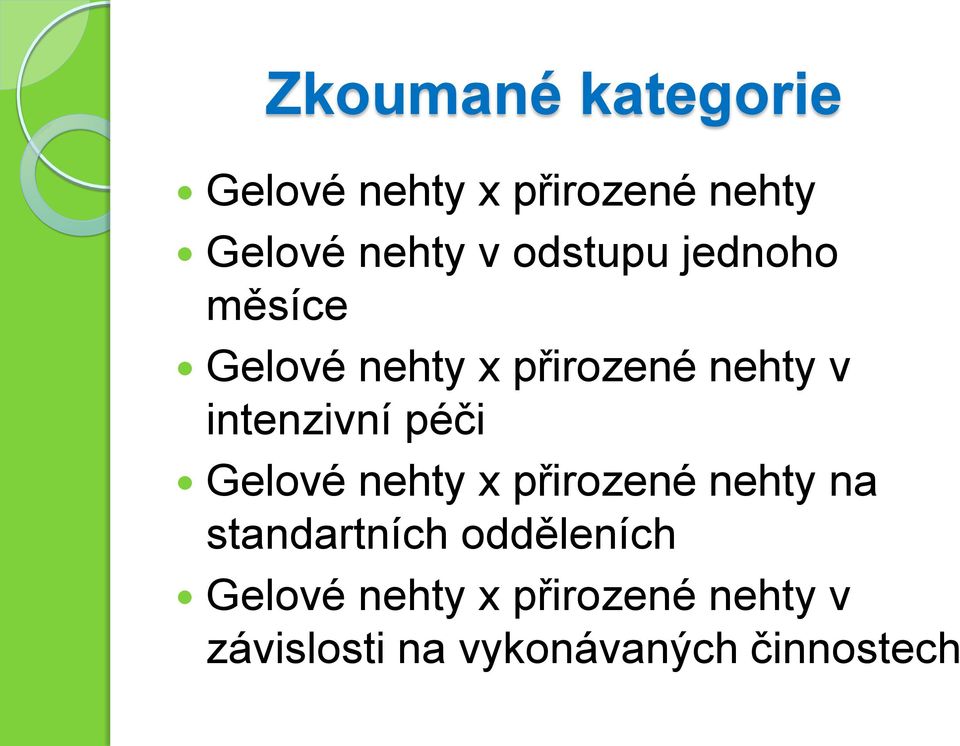 péči Gelové nehty x přirozené nehty na standartních odděleních