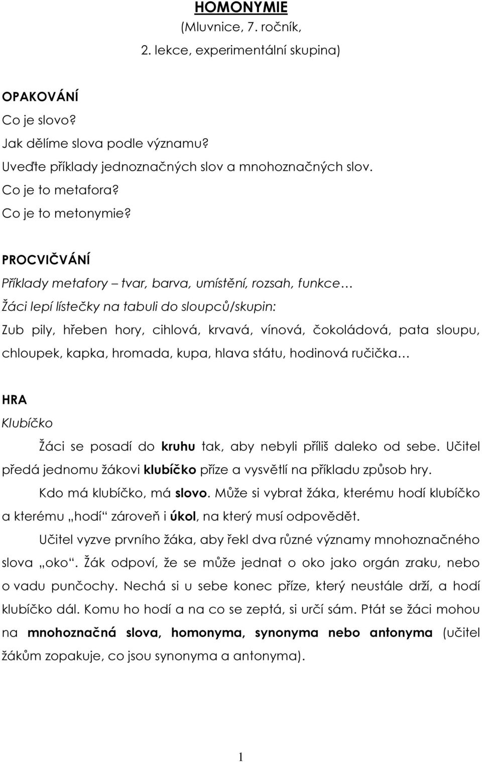 VÝZNAMY SLOV EXPERIMENTÁLNÍ SKUPINA ŽÁKŮ - PDF Free Download