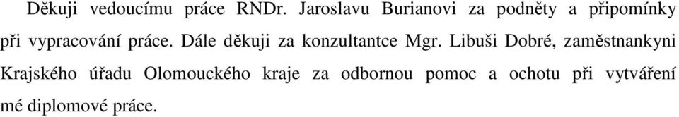 práce. Dále děkuji za konzultantce Mgr.