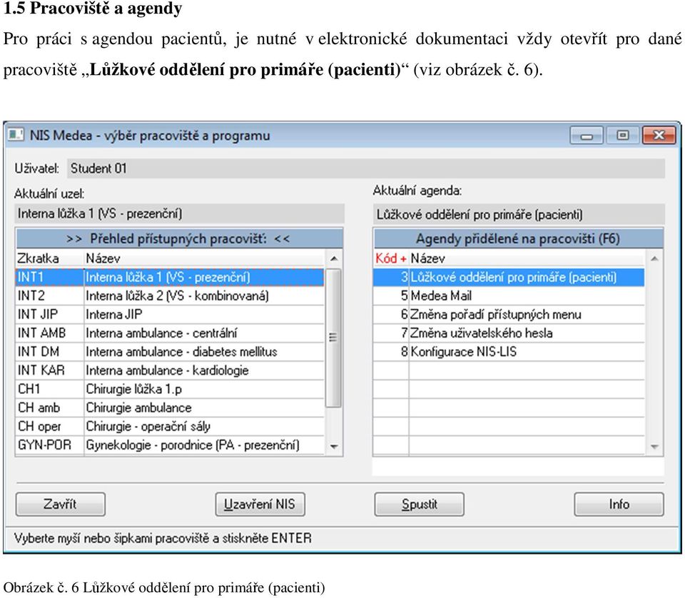 pracoviště Lůžkové oddělení pro primáře (pacienti) (viz