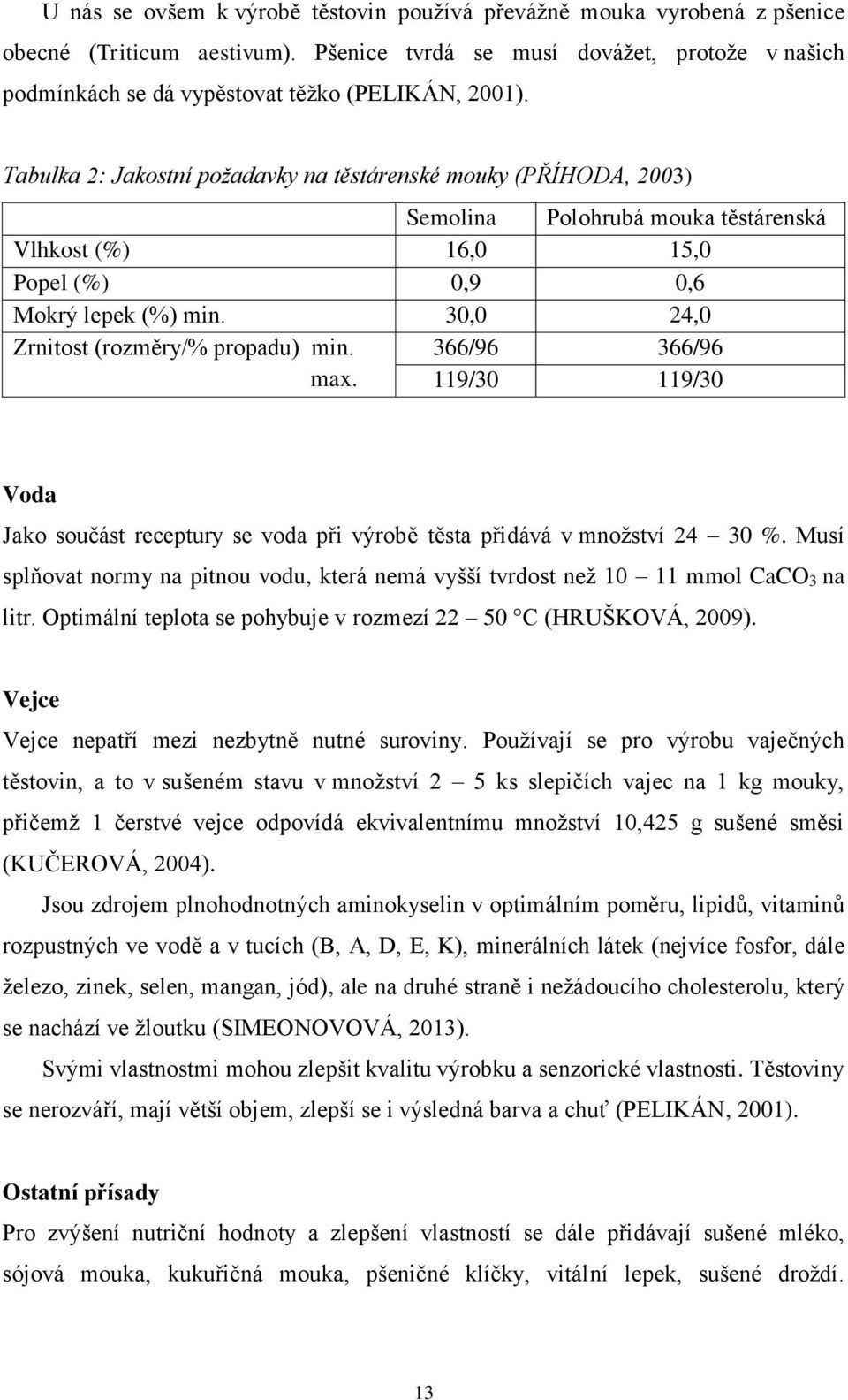 Tabulka 2: Jakostní požadavky na těstárenské mouky (PŘÍHODA, 2003) Semolina Polohrubá mouka těstárenská Vlhkost (%) 16,0 15,0 Popel (%) 0,9 0,6 Mokrý lepek (%) min.