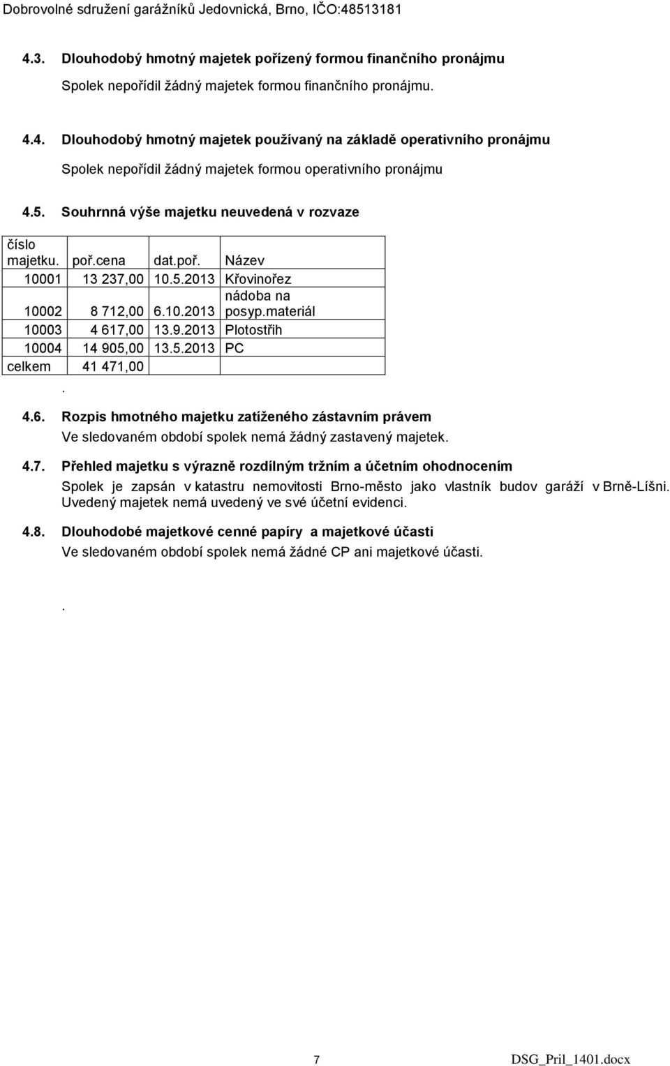 2013 Plotostřih 10004 14 905,00 13.5.2013 PC celkem 41 471