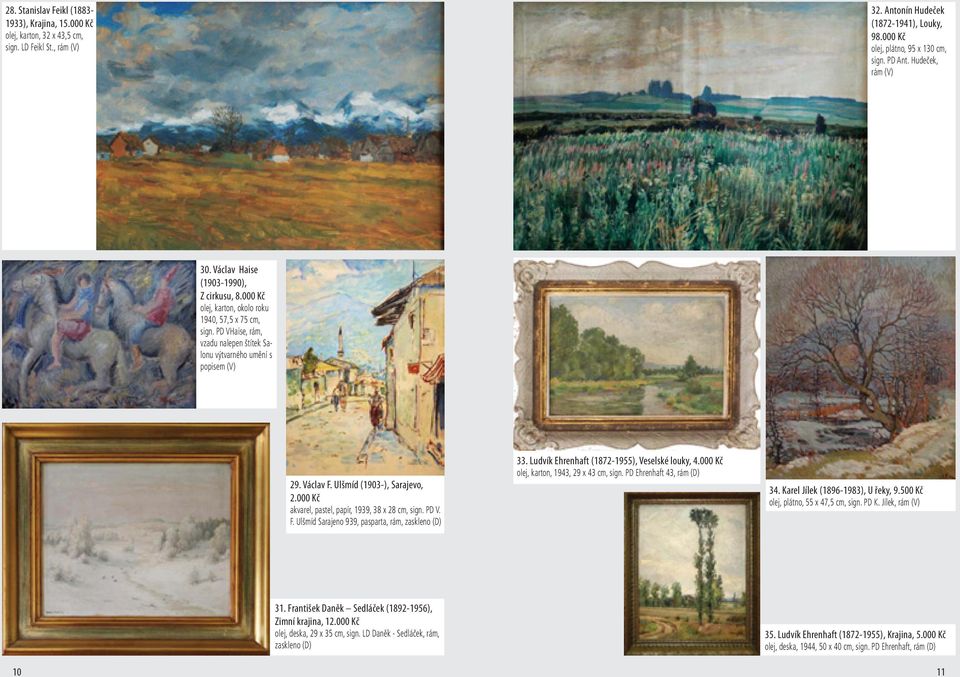 Václav F. Ulšmíd (1903-), Sarajevo, 2.000 Kč akvarel, pastel, papír, 1939, 38 x 28 cm, sign. PD V. F. Ulšmíd Sarajeno 939, pasparta, rám, zaskleno (D) 33.