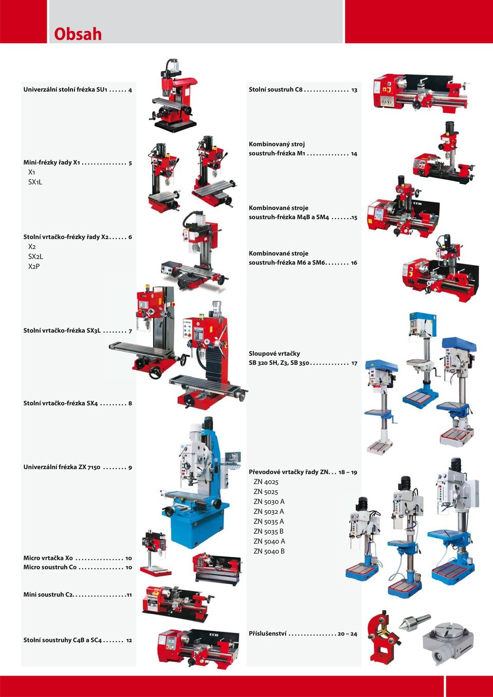 ....... 7 Sloupové vrtačky SB 320 SH, Z3, SB 350............. 17 Stolní vrtačko-frézka SX4......... 8 Univerzální frézka ZX 7150........ 9 Micro vrtačka X0................ 10 Micro soustruh C0.