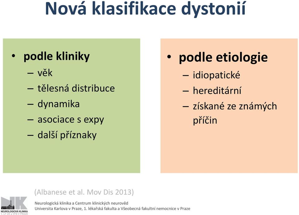 příznaky podle etiologie idiopatické hereditární