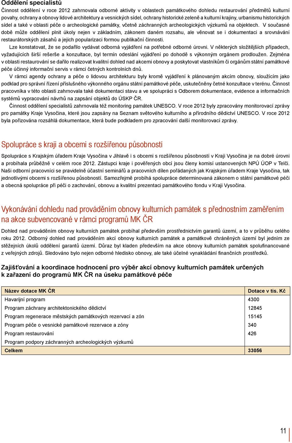 V současné době může oddělení plnit úkoly nejen v základním, zákonem daném rozsahu, ale věnovat se i dokumentaci a srovnávání restaurátorských zásahů a jejich popularizaci formou publikační činnosti.