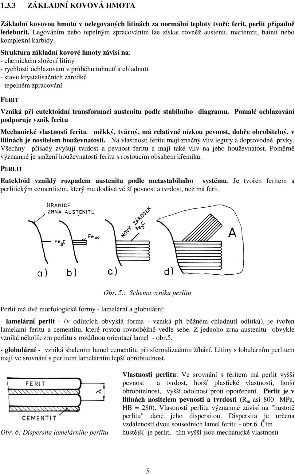 Struktura základní kovové hmoty závisí na: - chemickém složení litiny - rychlosti ochlazování v průběhu tuhnutí a chladnutí - stavu krystalisačních zárodků - tepelném zpracování FERIT Vzniká při