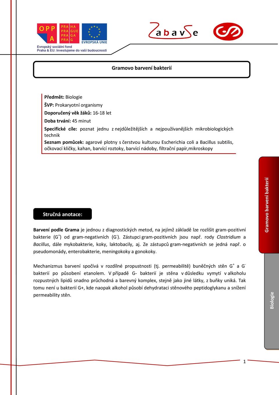 Grama je jednou z diagnostických metod, na jejímž základě lze rozlišit gram-pozitivní bakterie (G + ) od gram-negativních (G - ). Zástupci gram-pozitivních jsou např.