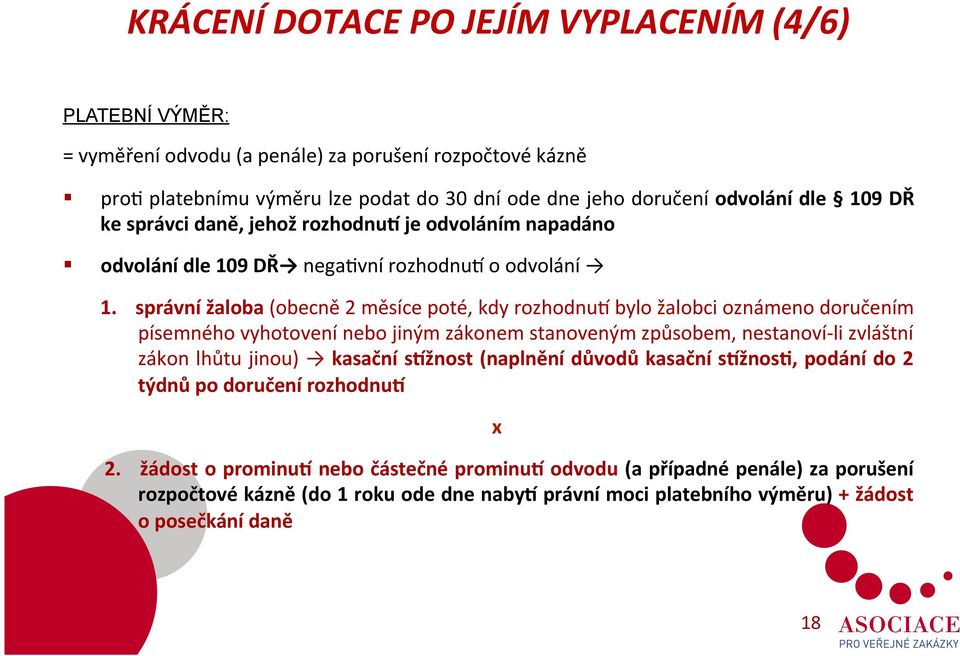 správní žaloba (obecně 2 měsíce poté, kdy rozhodnul bylo žalobci oznámeno doručením písemného vyhotovení nebo jiným zákonem stanoveným způsobem, nestanoví- li zvláštní zákon lhůtu jinou)