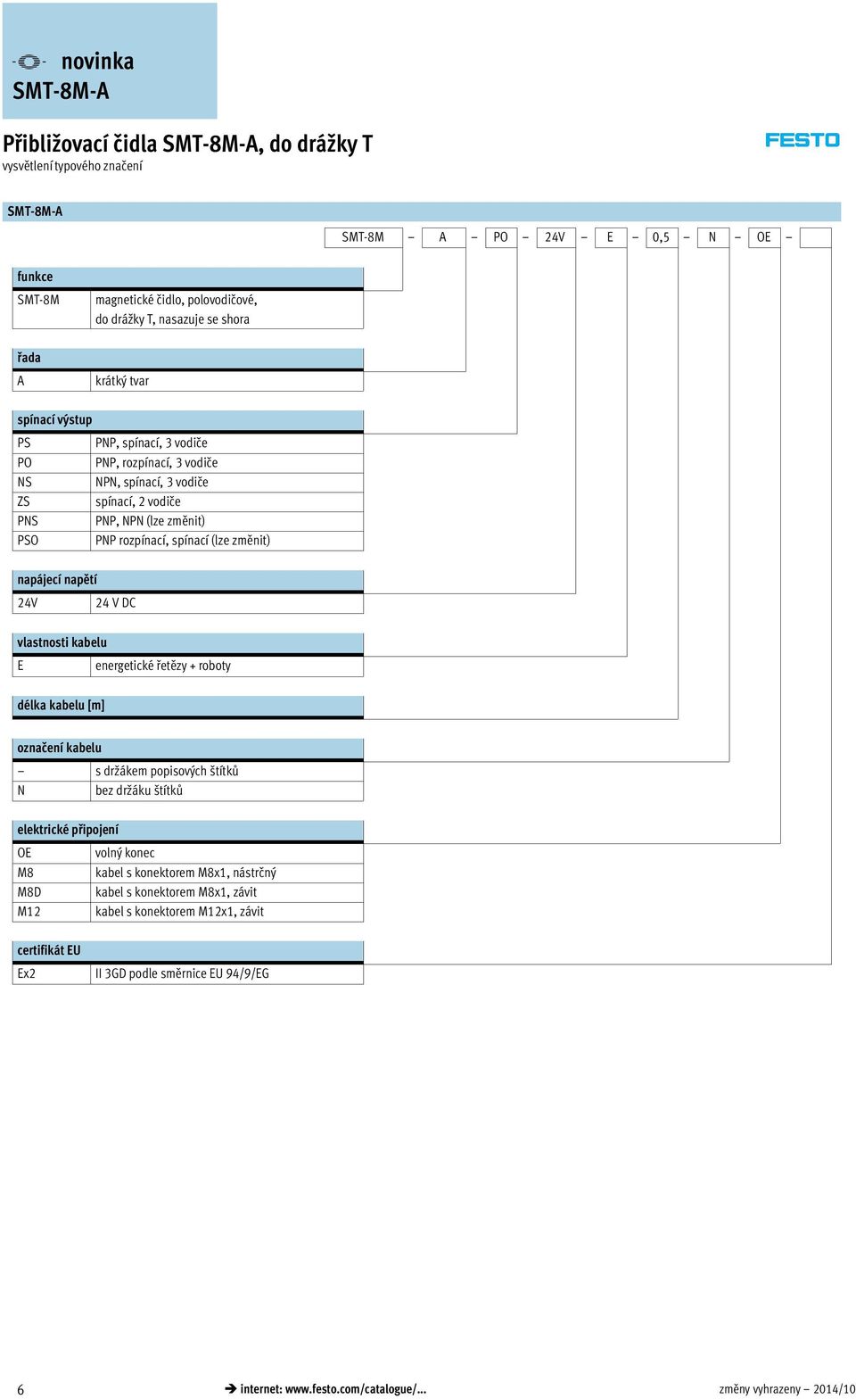 změnit) napájecí napětí 24V 24 V DC vlastnosti kabelu E energetické řetězy + roboty délka kabelu [m] označení kabelu s držákem popisových štítků N bez držáku štítků elektrické připojení OE M8 M8D M12