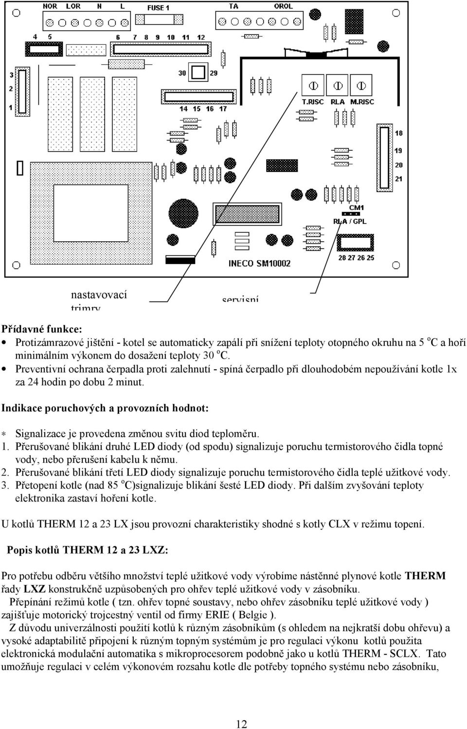 Indice poruchových provozních hodnot: Signizce je proveden změnou svitu diod tepoměru. 1.