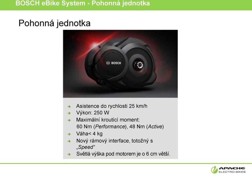 moment: 60 Nm (Performance), 48 Nm (Active) Váha< 4 kg Nový
