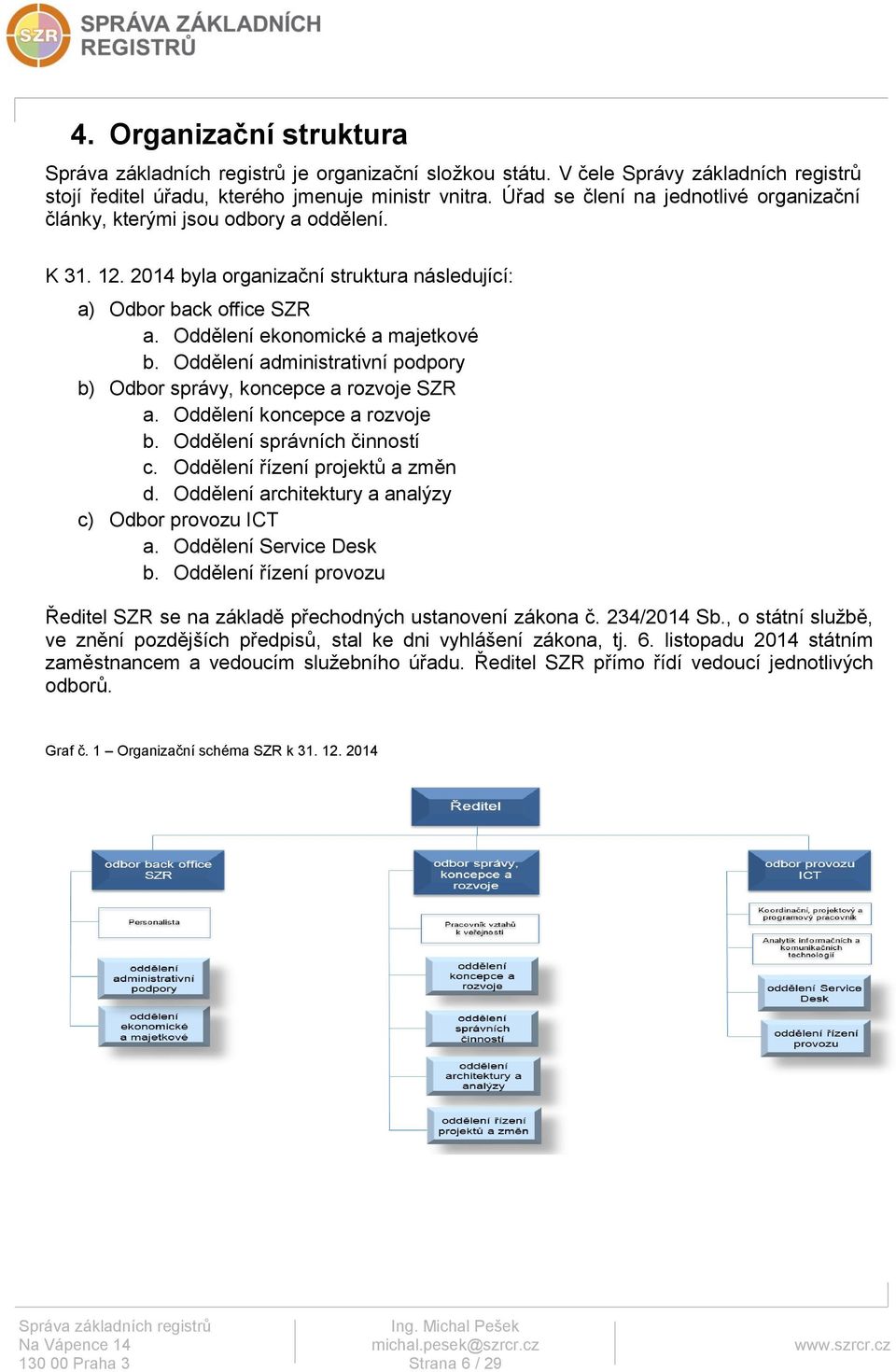 Oddělení administrativní podpory b) Odbor správy, koncepce a rozvoje SZR a. Oddělení koncepce a rozvoje b. Oddělení správních činností c. Oddělení řízení projektů a změn d.
