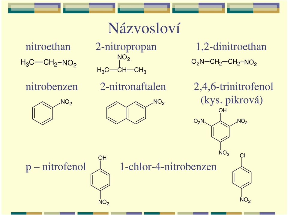 2 N CH 2 CH 2 NO 2 2,4,6-trinitrofenol (kys.