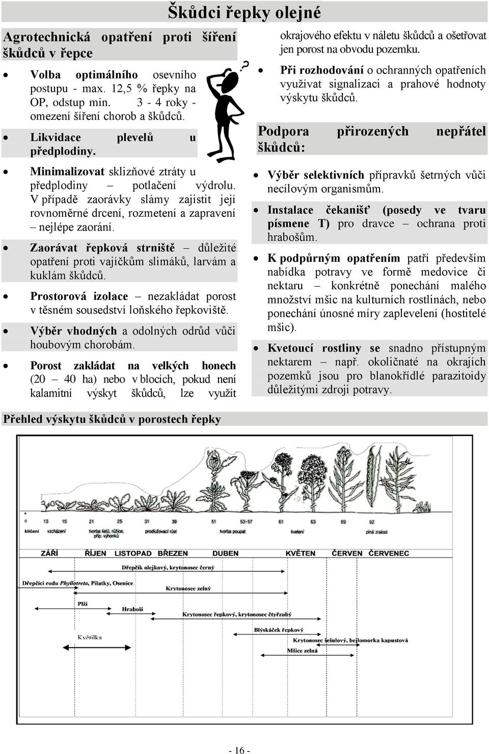 Zaorávat řepková strniště důležité opatření proti vajíčkům slimáků, larvám a kuklám škůdců. Prostorová izolace nezakládat porost v těsném sousedství loňského řepkoviště.