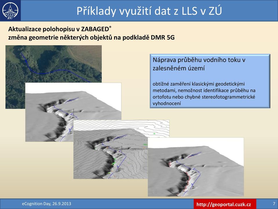 obtížné zaměření klasickými geodetickými metodami, nemožnost