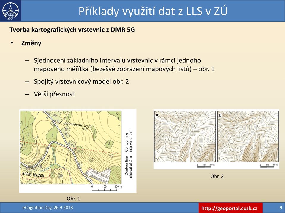 mapového měřítka (bezešvé zobrazení mapových listů) obr.