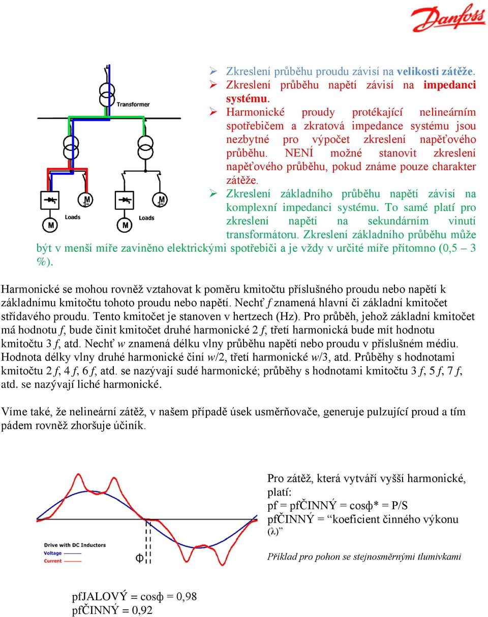 NENÍ možné stanovit zkreslení napěťového průběhu, pokud známe pouze charakter zátěže. Zkreslení základního průběhu napětí závisí na komplexní impedanci systému.