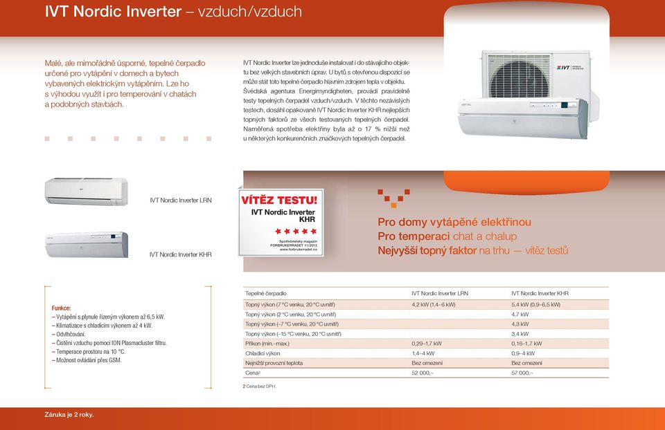 U bytů s otevřenou dispozicí se může stát toto tepelné čerpadlo hlavním zdrojem tepla v objektu. Švédská agentura Energimyndigheten, provádí pravidelně testy tepelných čerpadel vzduch/vzduch.