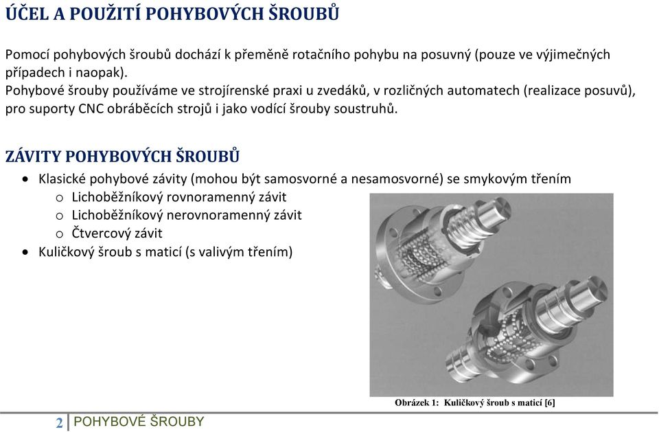 šrouby soustruhů.