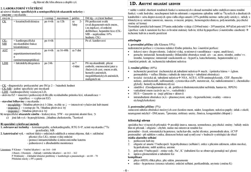 16-48h za 5 dní LDH = laktátdehydrogenáza po 24h za 7-14dní Při poškození svalů (sval.degenerativních onem., i.m.injekce), el.