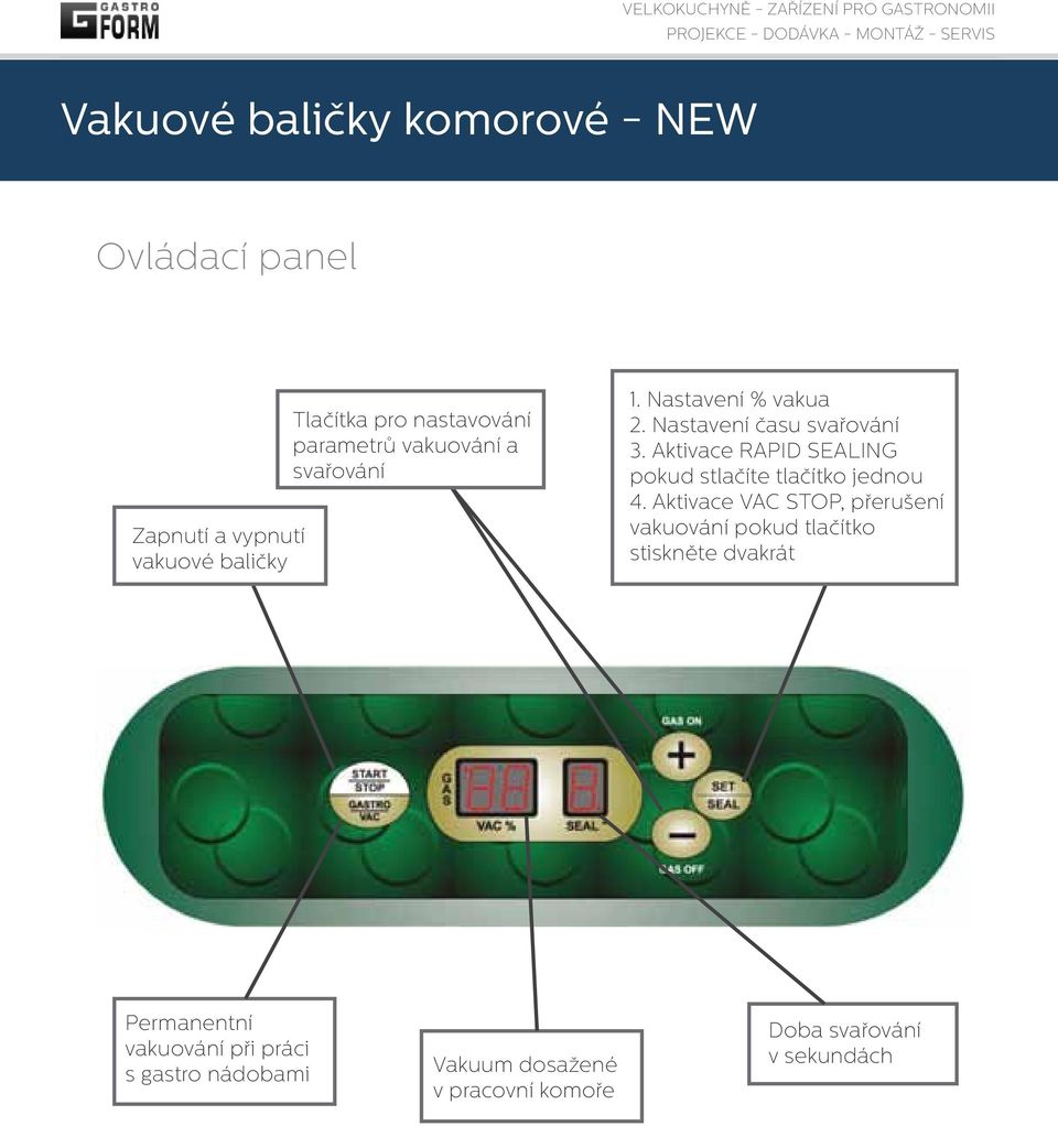 Aktivace RAPID SEALING pokud stlačíte tlačítko jednou 4.