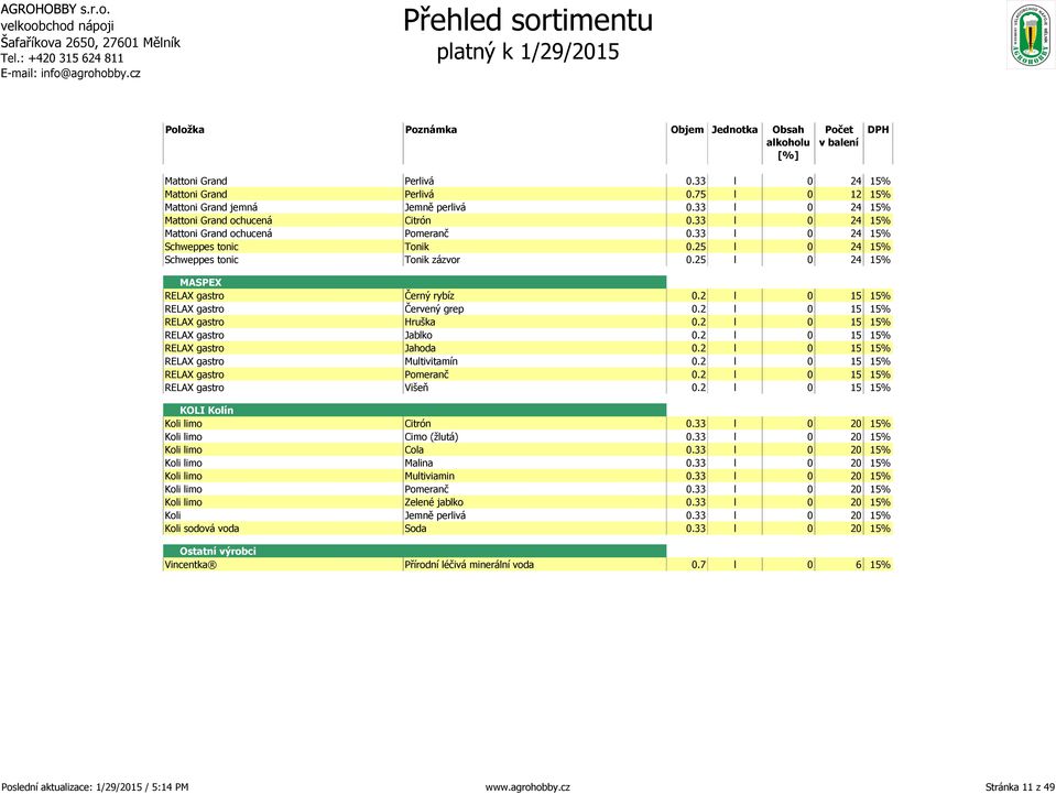 2 l 0 15 15% RELAX gastro Červený grep 0.2 l 0 15 15% RELAX gastro Hruška 0.2 l 0 15 15% RELAX gastro Jablko 0.2 l 0 15 15% RELAX gastro Jahoda 0.2 l 0 15 15% RELAX gastro Multivitamín 0.