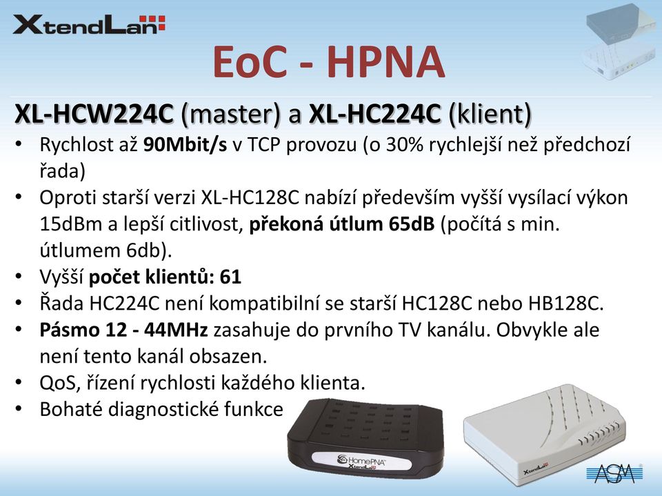 min. útlumem 6db). Vyšší počet klientů: 61 Řada HC224C není kompatibilní se starší HC128C nebo HB128C.