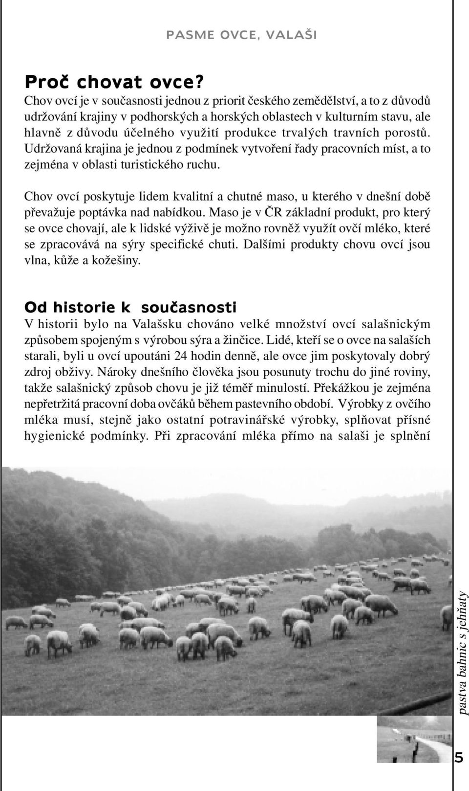 trvalých travních porostů. Udržovaná krajina je jednou z podmínek vytvoření řady pracovních míst, a to zejména v oblasti turistického ruchu.