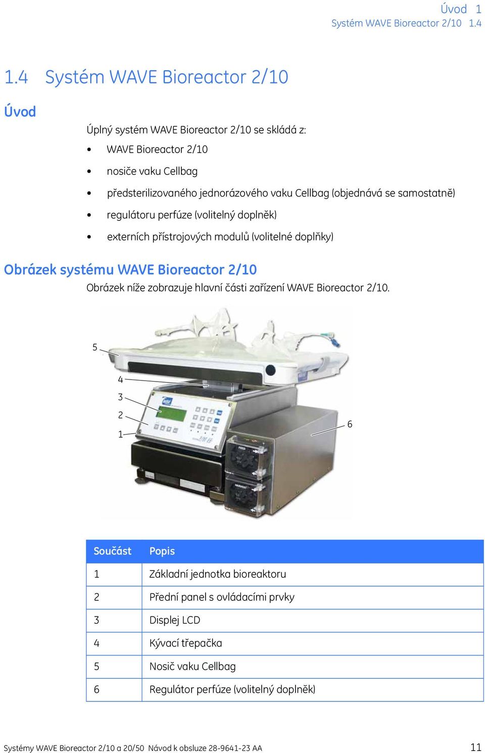 (objednává se samostatně) regulátoru perfúze (volitelný doplněk) externích přístrojových modulů (volitelné doplňky) Obrázek systému WAVE Bioreactor 2/10 Obrázek níže